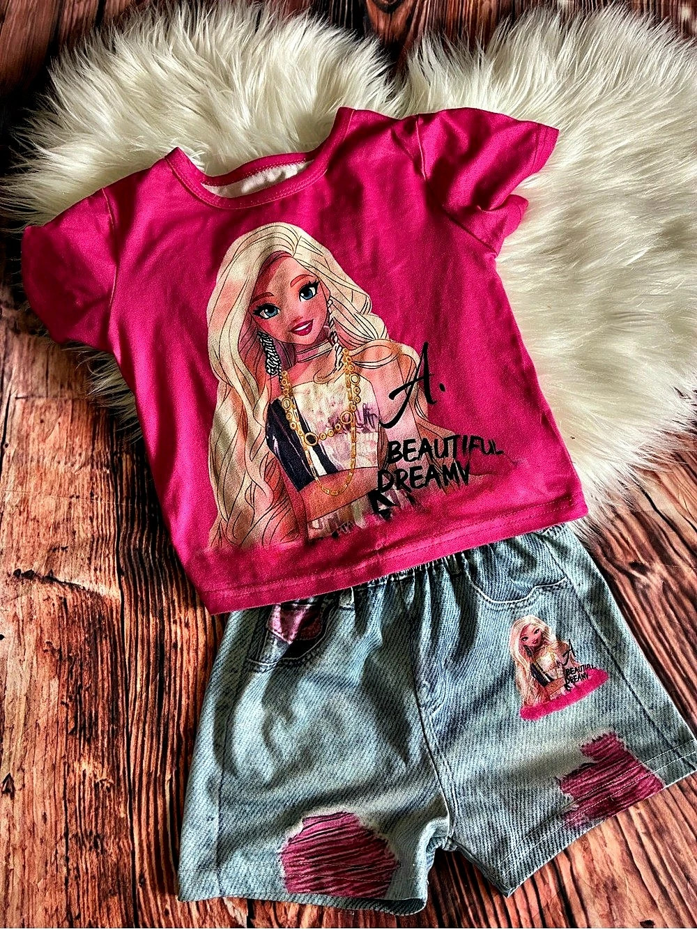 Girls 90 Pink & Blue Matching Set